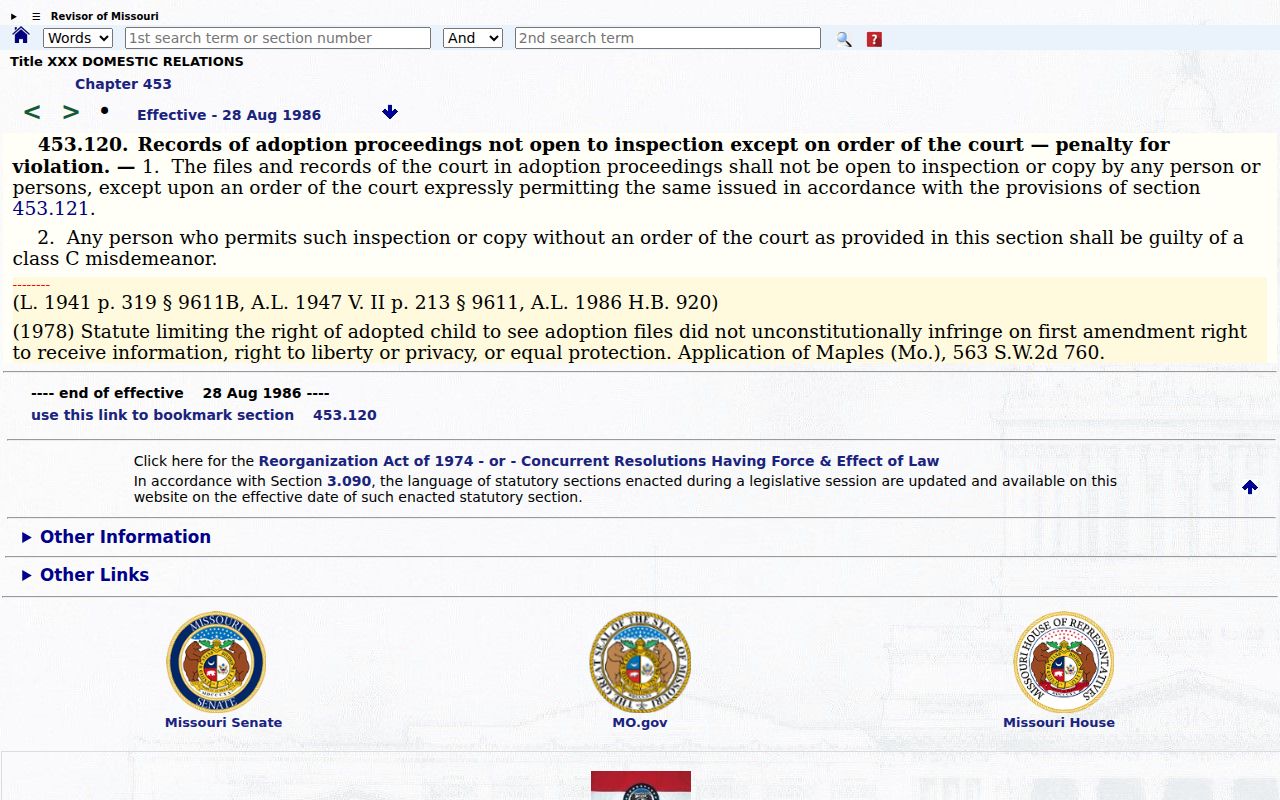 Putnam County civil docket adoption confidentiality reference