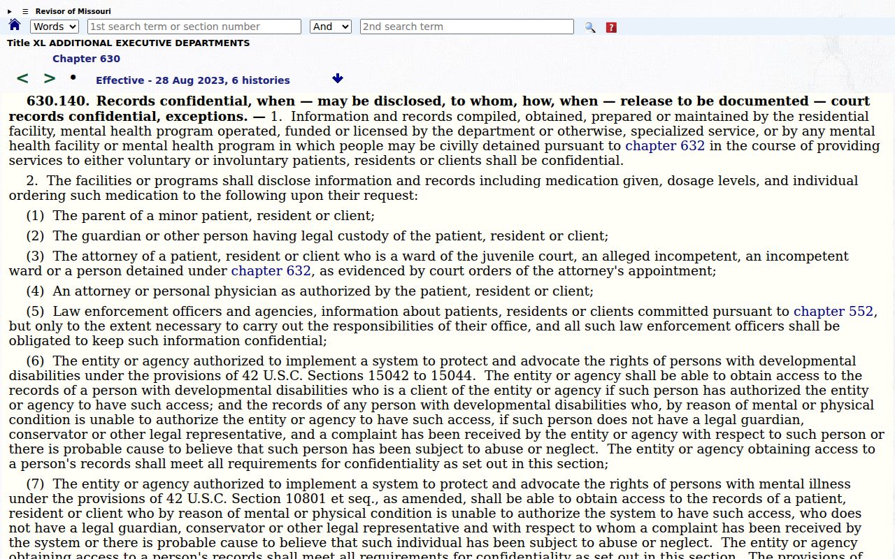 Putnam County civil docket mental-health confidentiality reference