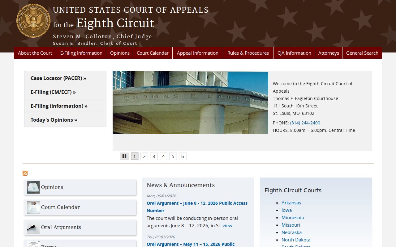 Putnam County court calendar federal appellate schedule reference