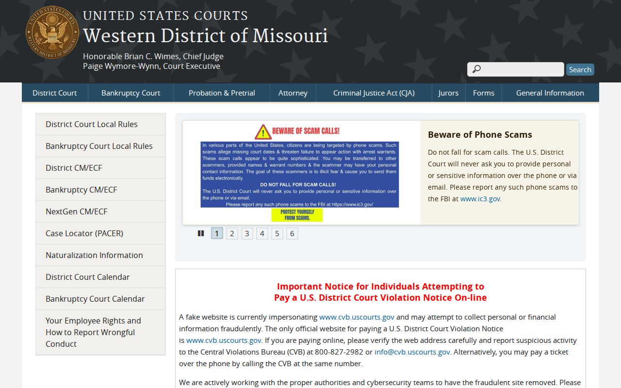 Worthington court docket federal boundary at the U.S. District Court Western District of Missouri